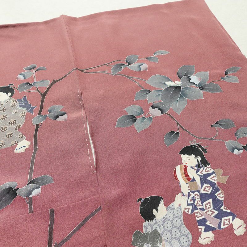 訪問着 落款入り 関口遼一 十日町友禅 一つ紋付き 正絹 人物・動物柄 袷仕立て 身丈159cm 裄丈63.5cm フォーマル 着物 ピンク_画像14