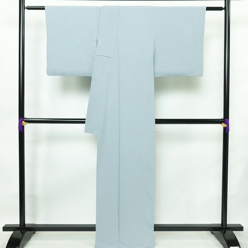 色無地 落款入り 縮緬 一つ紋付き 正絹 無地 袷仕立て 身丈164cm 裄丈67cm 共八掛 フォーマル 着物 青・紺_画像2