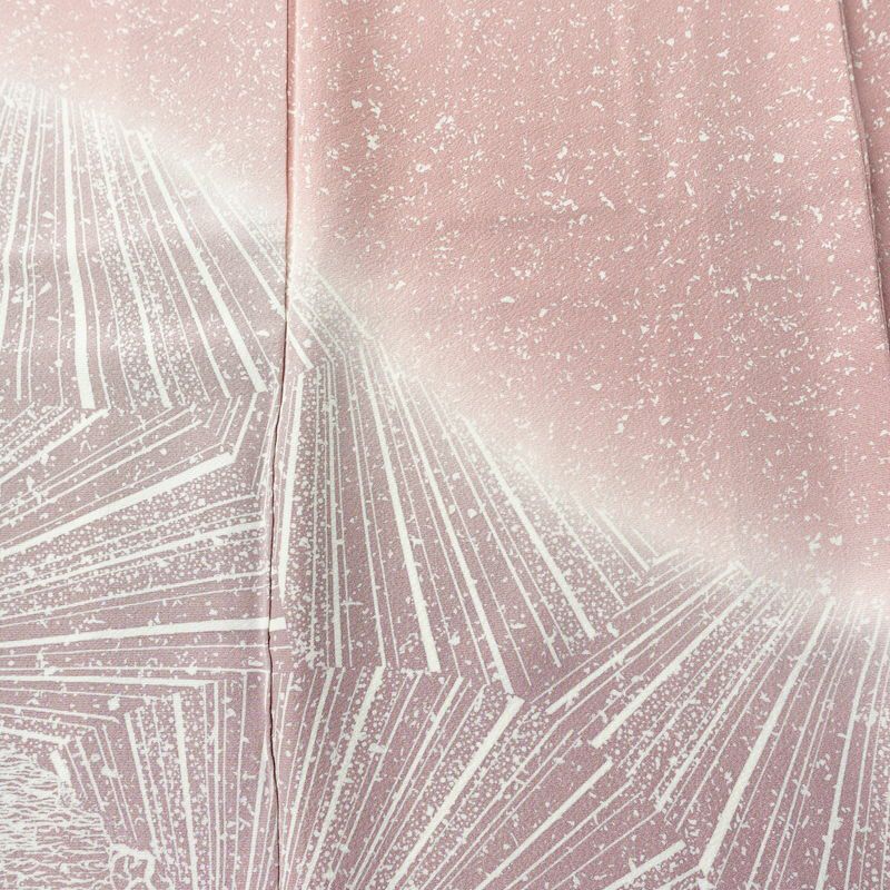 付け下げ 良品 作家物 落款入り 一つ紋付き 正絹 幾何学柄・抽象柄 袷仕立て 身丈165.5cm 裄丈67.5cm フォーマル 着物 ピンク_画像6