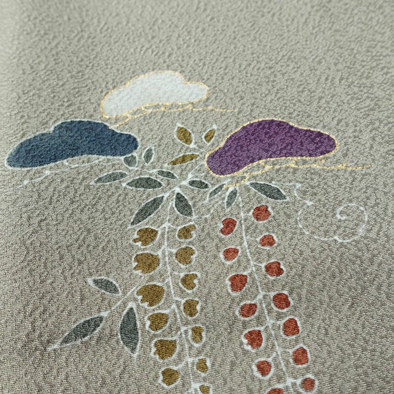 訪問着 正絹 古典柄 袷仕立て 身丈164.5cm 裄丈66.5cm 箔 金彩 フォーマル 着物 グレー_画像8