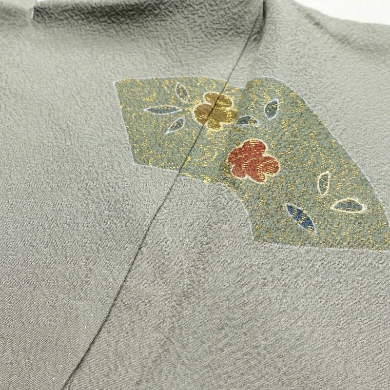 訪問着 正絹 古典柄 袷仕立て 身丈164.5cm 裄丈66.5cm 箔 金彩 フォーマル 着物 グレー_画像17
