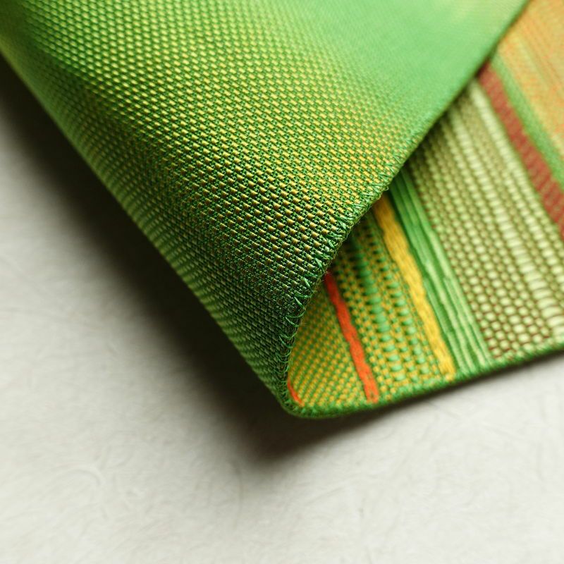 名古屋帯 六通柄 正絹 幾何学柄・抽象柄 松葉仕立て 帯 緑・うぐいす色_画像10