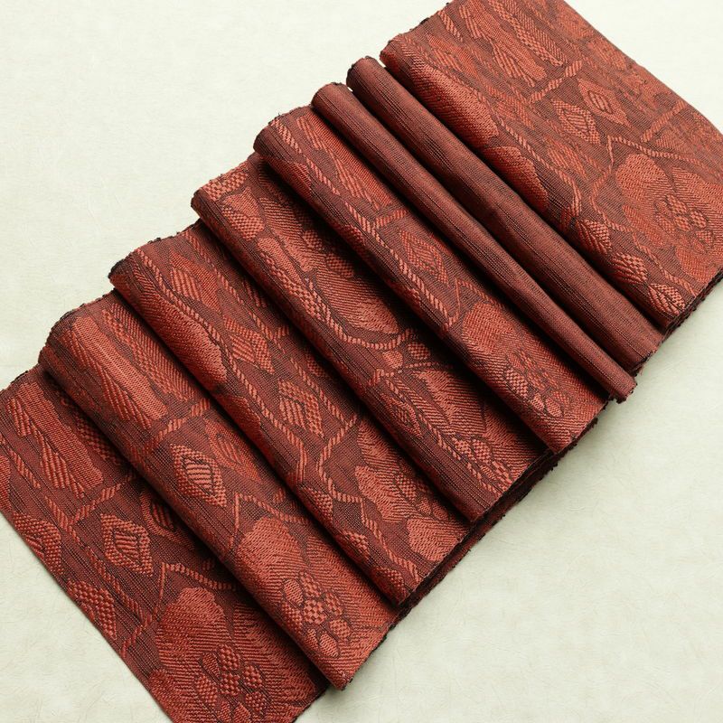 名古屋帯 六通柄 正絹 花柄 通し仕立て 帯 小豆・エンジ_画像20