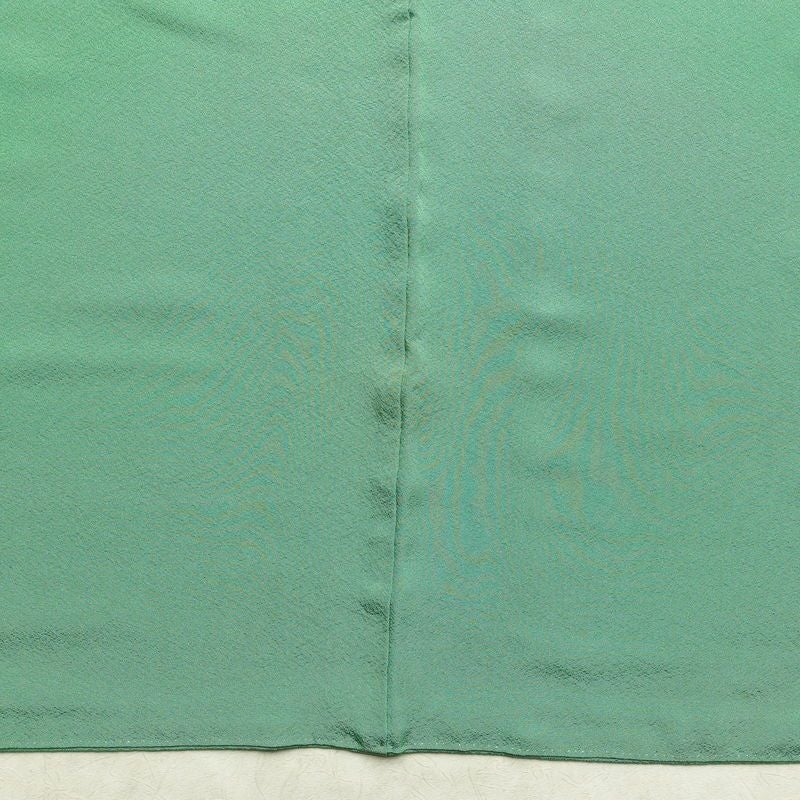 色無地 縮緬 一つ紋付き 正絹 無地 袷仕立て 身丈160.5cm 裄丈67cm 共八掛 フォーマル 着物 緑・うぐいす色_画像12