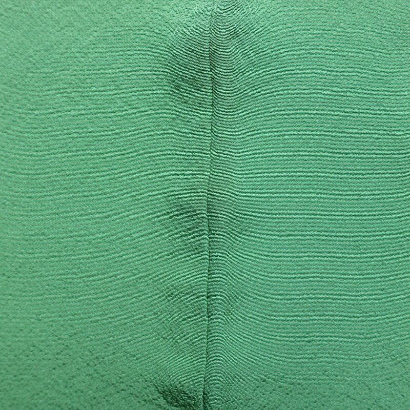 色無地 縮緬 一つ紋付き 正絹 無地 袷仕立て 身丈160.5cm 裄丈67cm 共八掛 フォーマル 着物 緑・うぐいす色_画像13