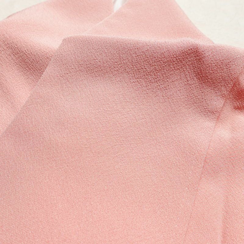 色無地 しつけ糸付き 縮緬 一つ紋付き 正絹 無地 袷仕立て 身丈157cm 裄丈65cm フォーマル 着物 ピンク_画像17