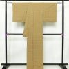 紬 良品 しつけ糸付き 正絹 チェック・格子柄 袷仕立て 身丈166.5cm 裄丈67cm 着物 黄・黄土色_画像2