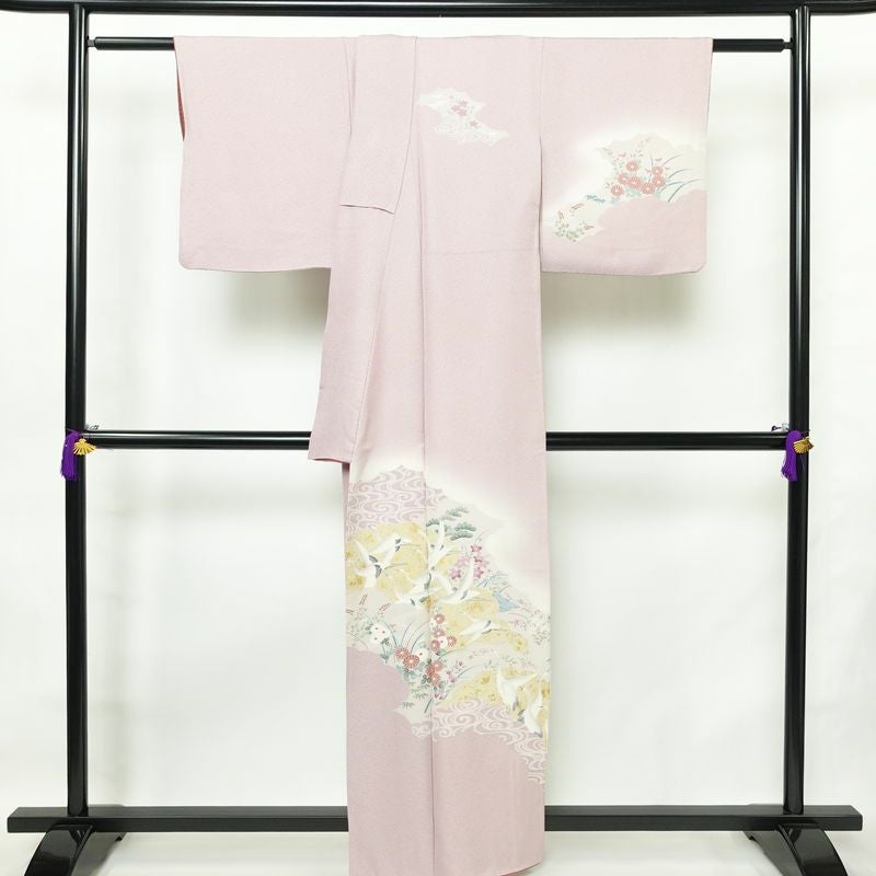 付け下げ 正絹 人物・動物柄 袷仕立て 身丈159.5cm 裄丈65.5cm 箔 フォーマル 着物 紫・藤色_画像2