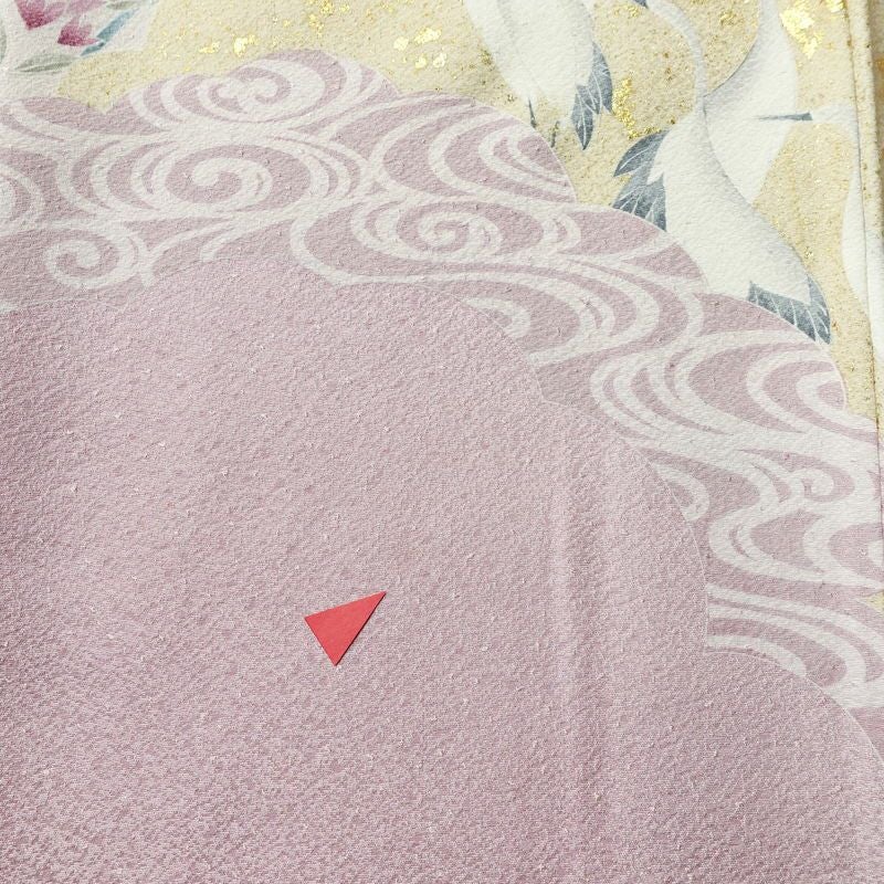 付け下げ 正絹 人物・動物柄 袷仕立て 身丈159.5cm 裄丈65.5cm 箔 フォーマル 着物 紫・藤色_画像6