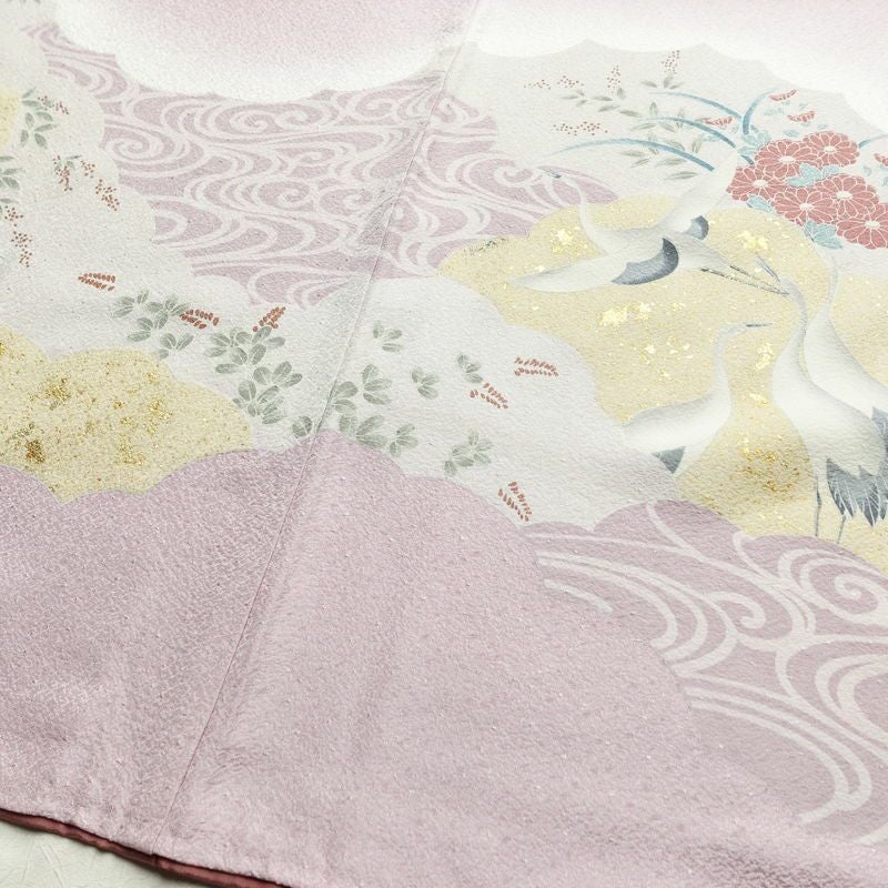 付け下げ 正絹 人物・動物柄 袷仕立て 身丈159.5cm 裄丈65.5cm 箔 フォーマル 着物 紫・藤色_画像11