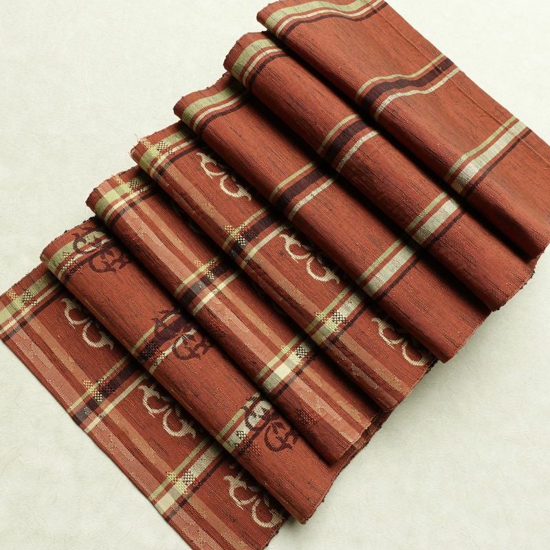 名古屋帯 六通柄 良品 正絹 幾何学柄・抽象柄 通し仕立て 帯 茶_画像18