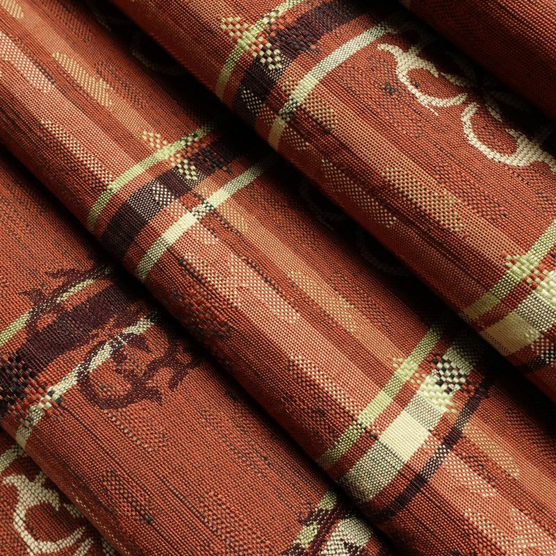 名古屋帯 六通柄 良品 正絹 幾何学柄・抽象柄 通し仕立て 帯 茶_画像19