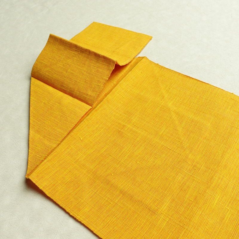 名古屋帯 太鼓柄 良品 正絹 麻の葉柄 松葉仕立て 帯 黄・黄土色_画像16