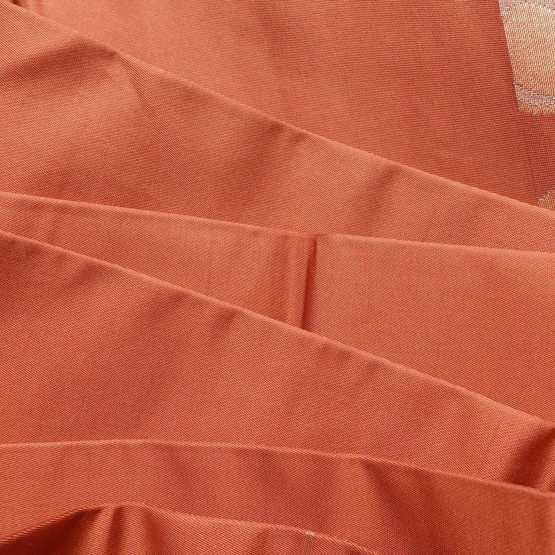 名古屋帯 六通柄 美品 正絹 木の葉・植物柄 名古屋仕立て 箔 帯 サーモンピンク ピンク_画像18