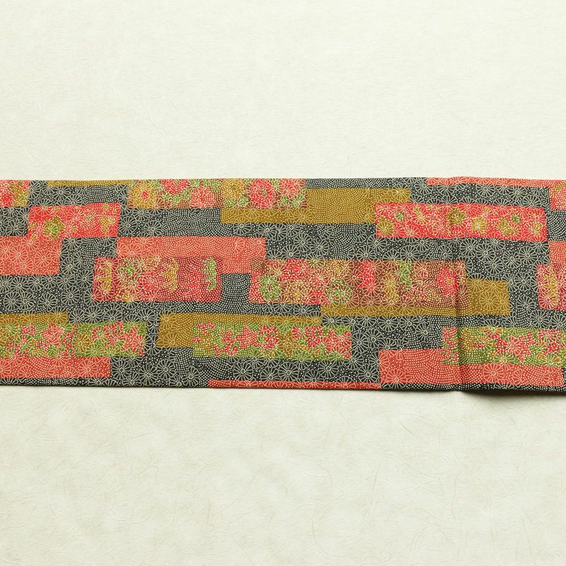 名古屋帯 全通柄 美品 正絹 古典柄 名古屋仕立て 帯 多色使い_画像13