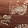 名古屋帯 六通柄 正絹 風景柄 松葉仕立て 帯 茶_画像2