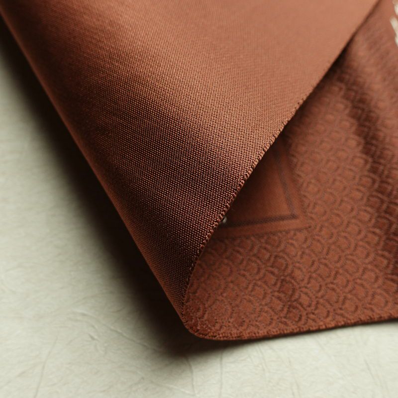 名古屋帯 六通柄 正絹 風景柄 松葉仕立て 帯 茶_画像10