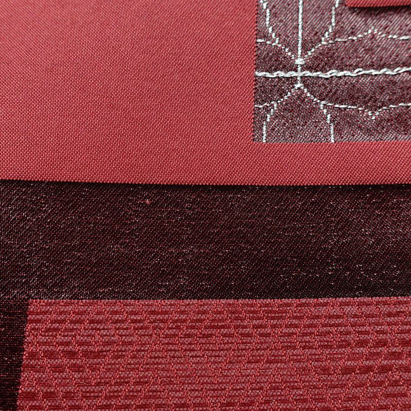 名古屋帯 六通柄 良品 正絹 幾何学柄・抽象柄 名古屋仕立て 一部しつけ糸付き 銀糸 帯 ピンク_画像4