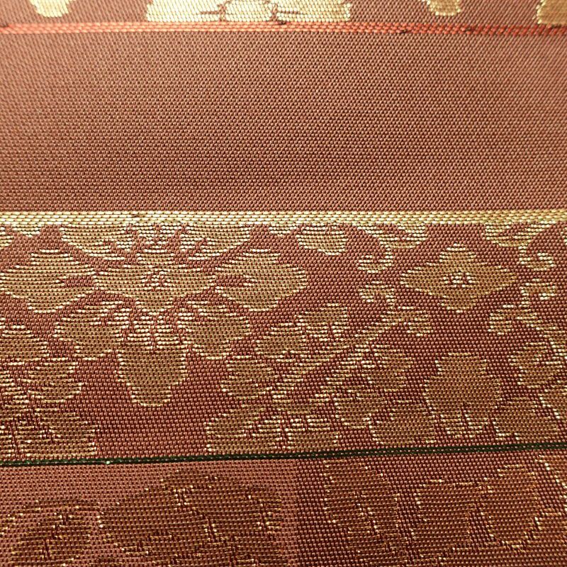 名古屋帯 太鼓柄 良品 正絹 幾何学柄・抽象柄 名古屋仕立て 箔 帯 茶_画像5