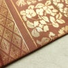 名古屋帯 太鼓柄 良品 正絹 幾何学柄・抽象柄 名古屋仕立て 箔 帯 茶_画像11
