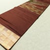 名古屋帯 太鼓柄 正絹 古典柄 名古屋仕立て 箔 帯 茶_画像8