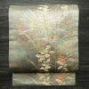名古屋帯 太鼓柄 良品 正絹 木の葉・植物柄 名古屋仕立て 箔 帯 緑・うぐいす色_画像1