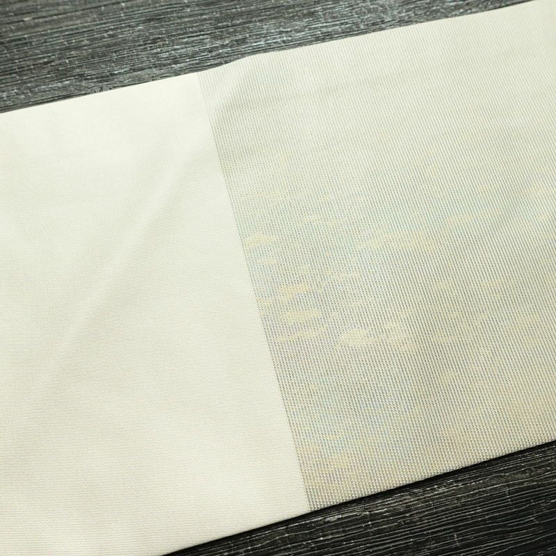 名古屋帯 太鼓柄 良品 正絹 木の葉・植物柄 名古屋仕立て 箔 帯 緑・うぐいす色_画像14