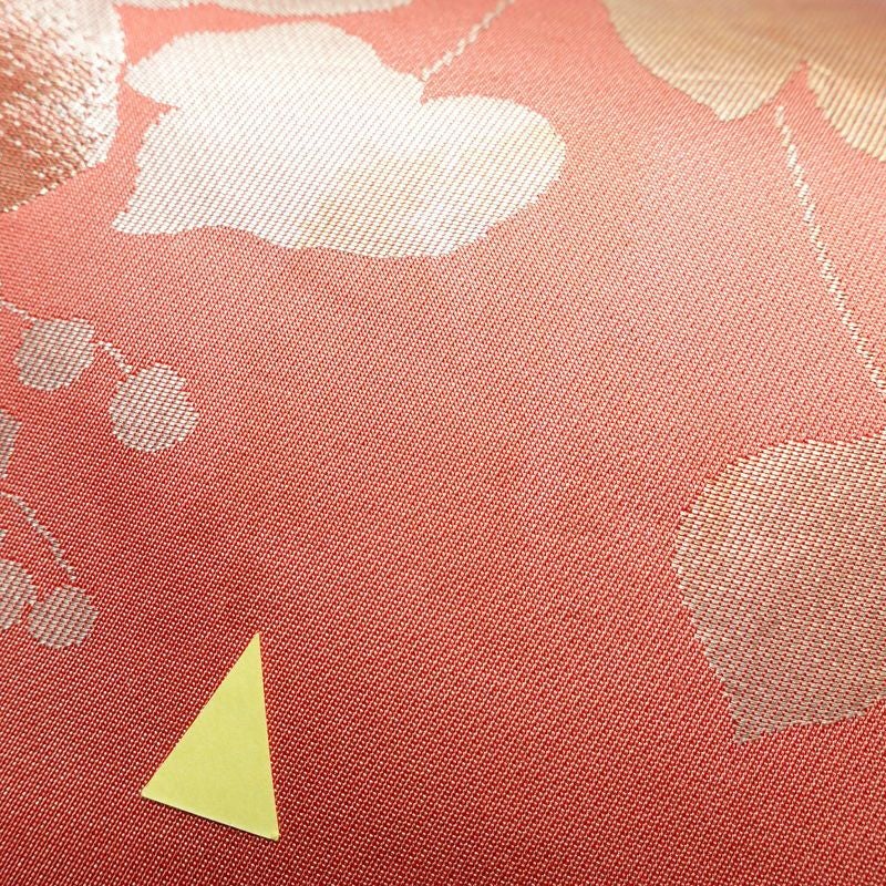 名古屋帯 六通柄 正絹 木の葉・植物柄 名古屋仕立て 箔 帯 ピンク_画像5