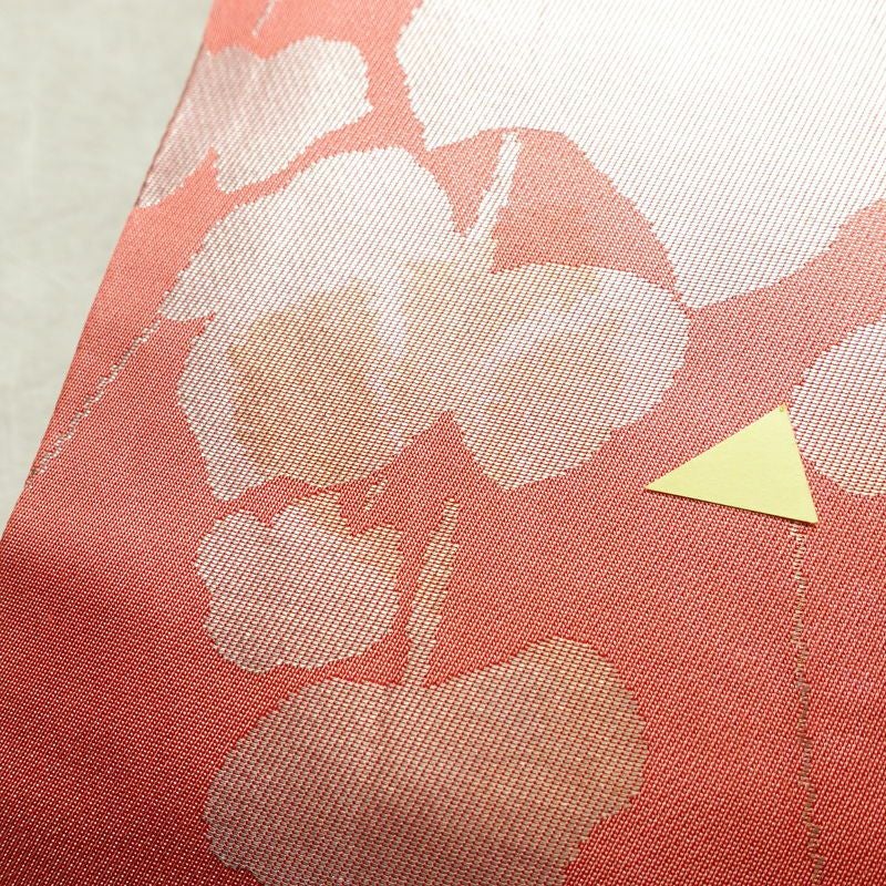 名古屋帯 六通柄 正絹 木の葉・植物柄 名古屋仕立て 箔 帯 ピンク_画像6