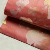 名古屋帯 六通柄 正絹 木の葉・植物柄 名古屋仕立て 箔 帯 ピンク_画像8