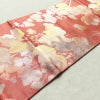 名古屋帯 六通柄 正絹 木の葉・植物柄 名古屋仕立て 箔 帯 ピンク_画像12