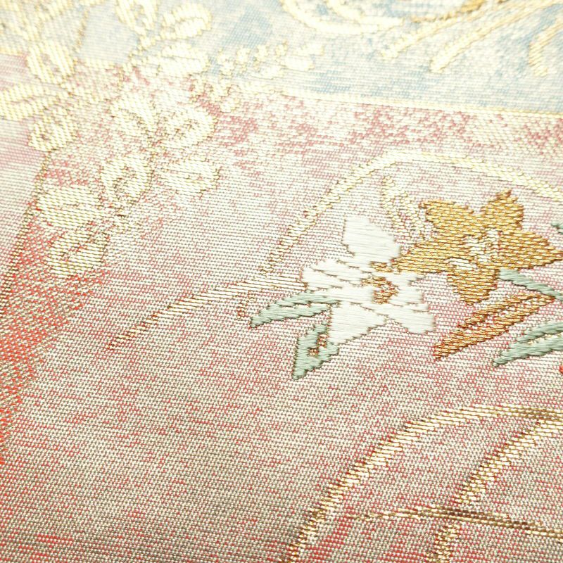 名古屋帯 六通柄 正絹 古典柄 名古屋仕立て 箔 帯 多色使い_画像5