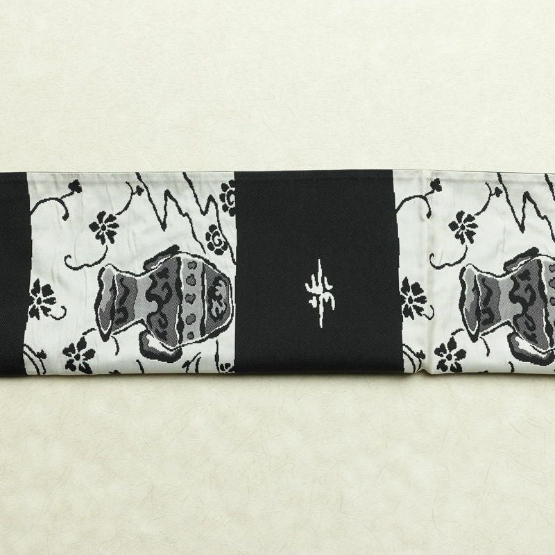 袋帯 六通柄 一般用 正絹 その他の柄 帯 黒_画像15