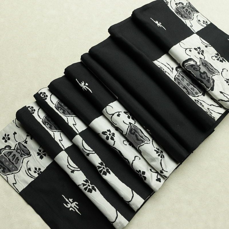 袋帯 六通柄 一般用 正絹 その他の柄 帯 黒_画像20