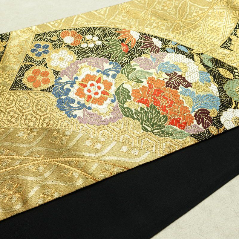 袋帯 六通柄 良品 フォーマル用 正絹 古典柄 箔 金糸 帯 金・銀_画像11