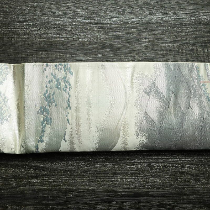 袋帯 祇園新橋辺 名勝百景 六通柄 フォーマル用 正絹 風景柄 箔 帯 白_画像12