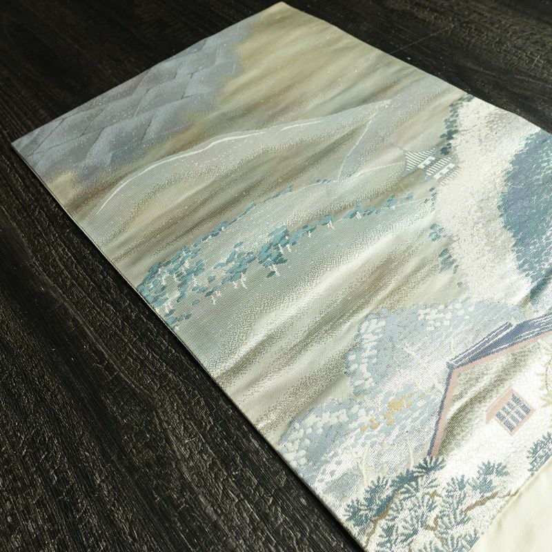 袋帯 祇園新橋辺 名勝百景 六通柄 フォーマル用 正絹 風景柄 箔 帯 白_画像19