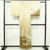訪問着 美品 綸子 正絹 風景柄 袷仕立て 身丈156cm 裄丈64cm 箔 金彩 フォーマル 着物 ベージュ_画像2