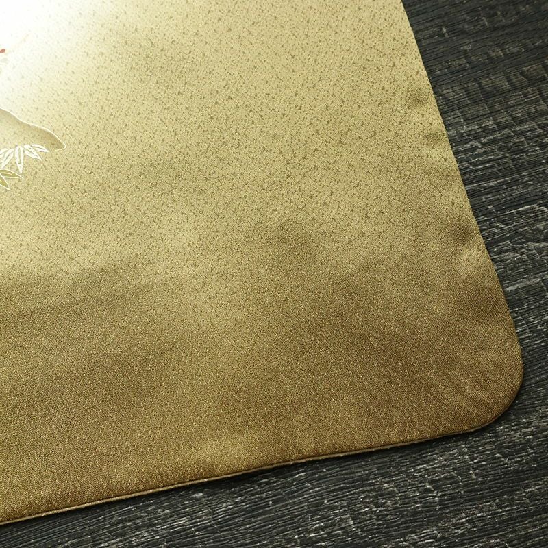 訪問着 美品 綸子 正絹 風景柄 袷仕立て 身丈156cm 裄丈64cm 箔 金彩 フォーマル 着物 ベージュ_画像16