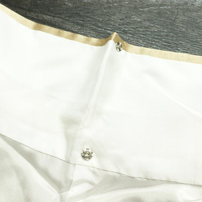 訪問着 美品 綸子 正絹 風景柄 袷仕立て 身丈156cm 裄丈64cm 箔 金彩 フォーマル 着物 ベージュ_画像20