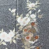 付け下げ 良品 しつけ糸付き 縮緬 正絹 花柄 袷仕立て 身丈162cm 裄丈65cm 箔 刺繍 金彩 フォーマル 着物 黒_画像6