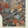 袋帯 六通柄 フォーマル用 正絹 木の葉・植物柄 金糸 帯 青・紺_画像13
