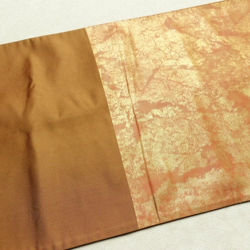袋帯 太鼓柄 フォーマル用 正絹 花柄 箔 金糸 帯 茶_画像17
