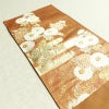 袋帯 太鼓柄 フォーマル用 正絹 花柄 箔 金糸 帯 茶_画像18