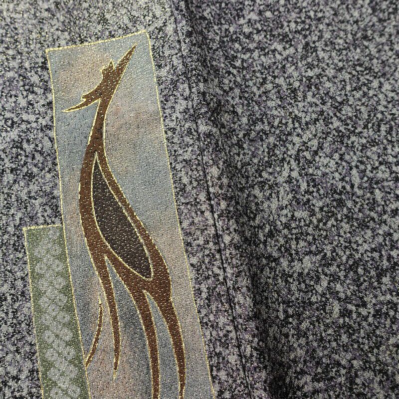 付け下げ 良品 正絹 人物・動物柄 袷仕立て 身丈155.5cm 裄丈63cm 箔 共八掛 金彩 金通し フォーマル 着物 紫・藤色_画像11
