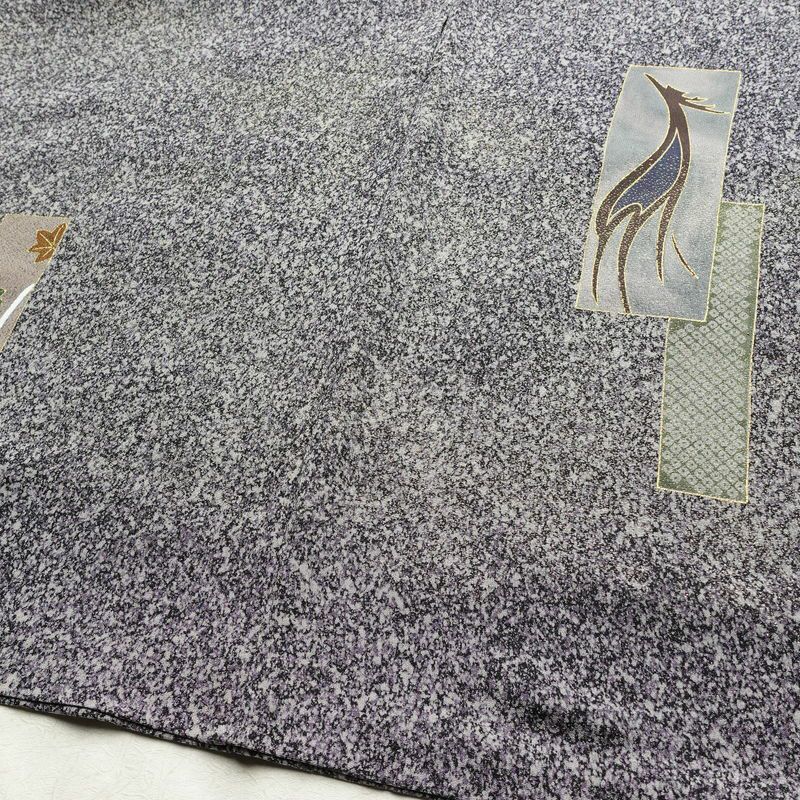 付け下げ 良品 正絹 人物・動物柄 袷仕立て 身丈155.5cm 裄丈63cm 箔 共八掛 金彩 金通し フォーマル 着物 紫・藤色_画像14