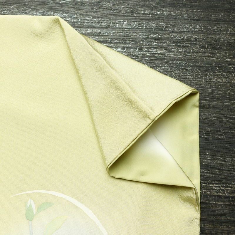 訪問着 良品 縮緬 正絹 花柄 袷仕立て 身丈161.5cm 裄丈63cm 箔 フォーマル 着物 クリーム_画像15