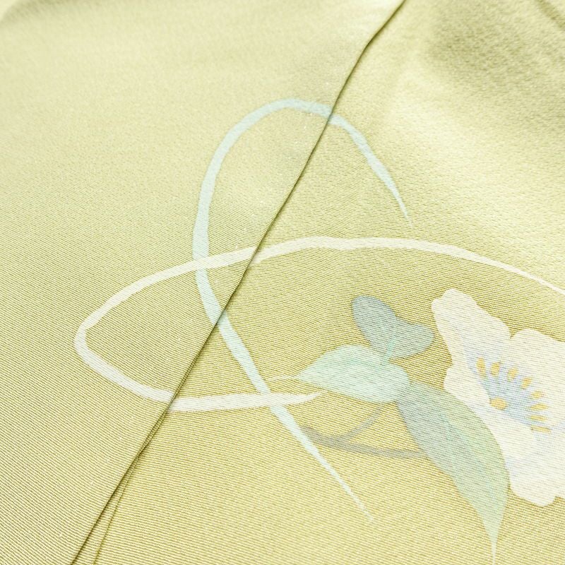 訪問着 良品 縮緬 正絹 花柄 袷仕立て 身丈161.5cm 裄丈63cm 箔 フォーマル 着物 クリーム_画像18