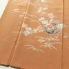 訪問着 縮緬 正絹 花柄 袷仕立て 身丈160.5cm 裄丈67cm 箔 フォーマル 着物 茶_画像4