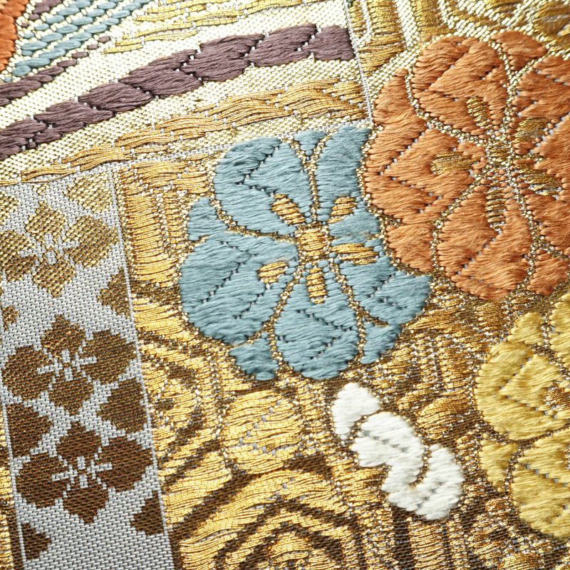 袋帯 六通柄 フォーマル用 正絹 古典柄 箔 金糸 帯 金・銀_画像4